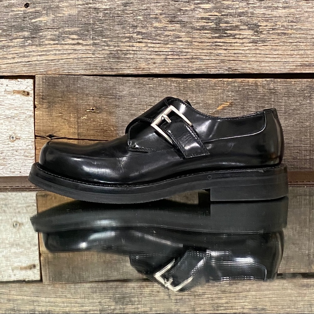 Vintage Prada Milano Black Leather Clog Buckle 7